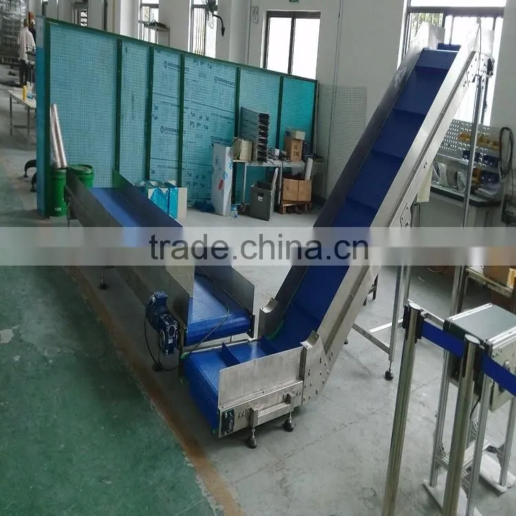 plastic inclinding belts conveyor systemfor package machines