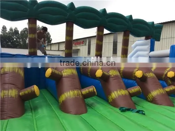 Inflatable jungle adventure obstacle course/ 50m giant inflatable running obstacle for sale