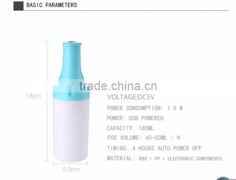 China manufacturer 180ml portable USB air purifier / air humidifier with nightlight