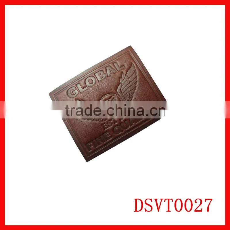 Embossed pu /genuine leather label jeans washable leather patch