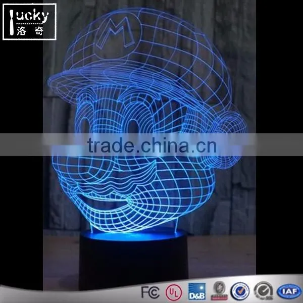 Hot selling 3D Effect LED Mario Night Light