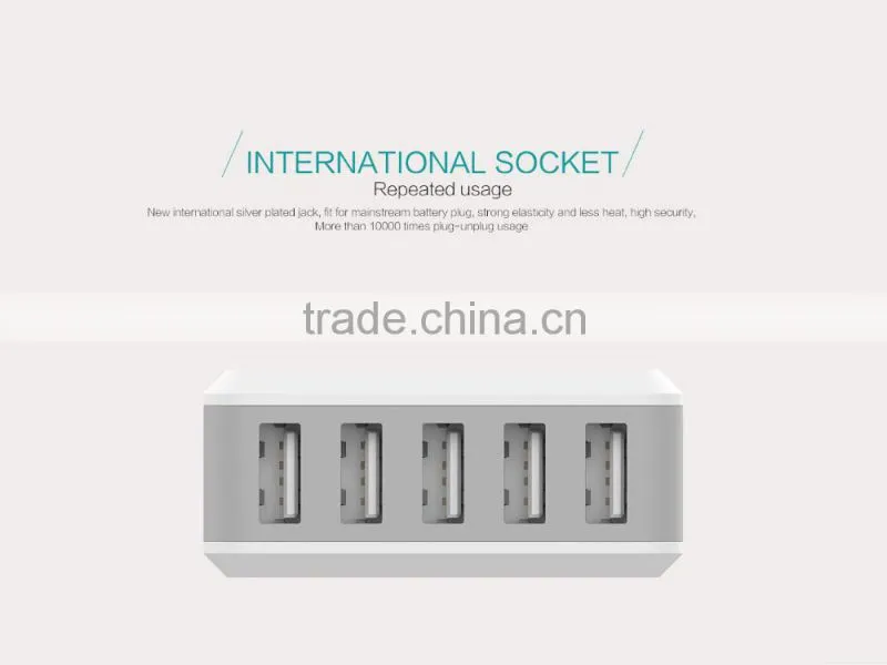 phone car charger 5 Ports USB Charger with 40W 8A Travel Portable Charger Compatible With TWO 3-pin Power Socket