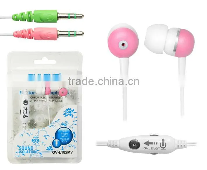 OEM Pink White In-Ear Earphones with Mic