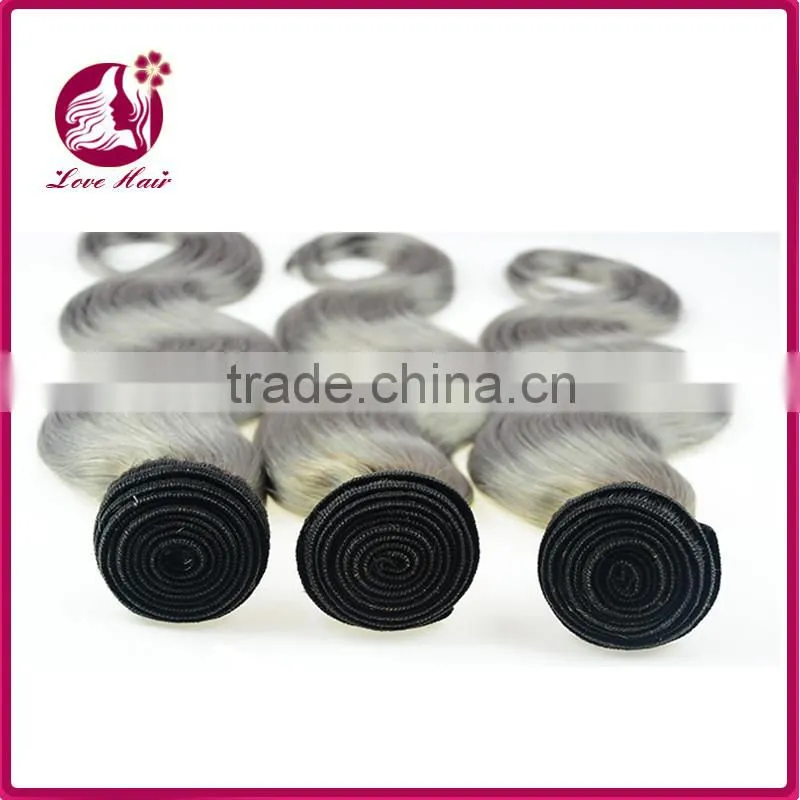 Unprocessed 7a chinese gold vender straight 1b grey ombre 100 human hair for sale