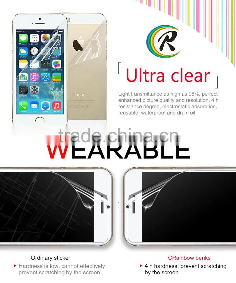 High quality waterproof ultra clear screen protector for iphone 5/5s cell phone clear protector