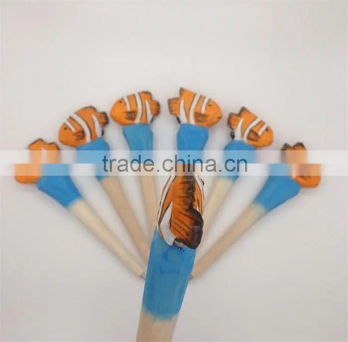 Colorful cute clownfish carved animal ballpoint pen