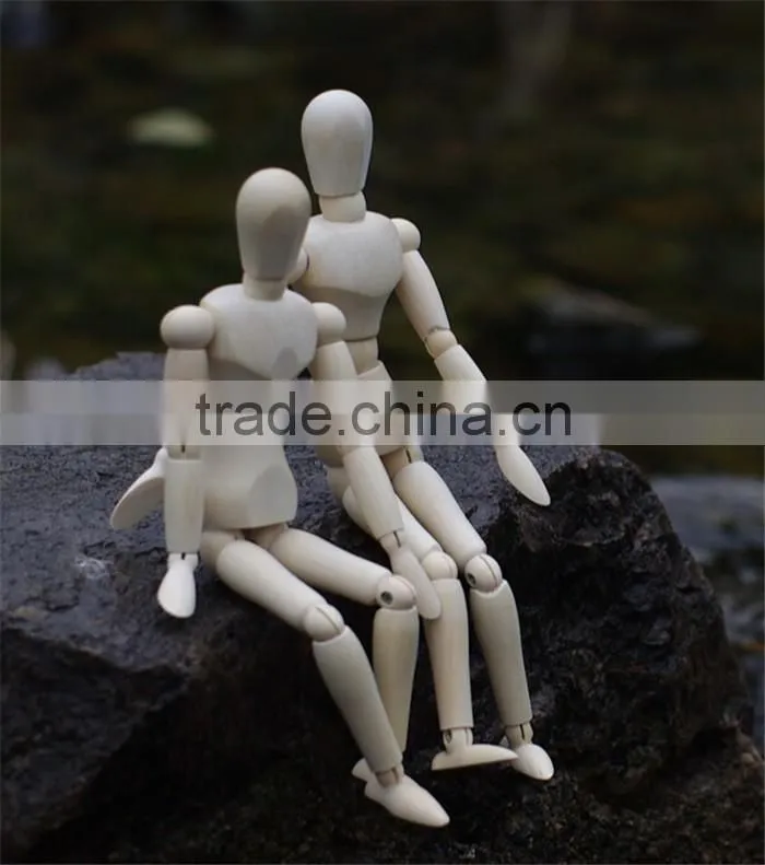 wholesale 4.5' small wooden doll,special wooden decoration doll,adjustable wooden joint doll
