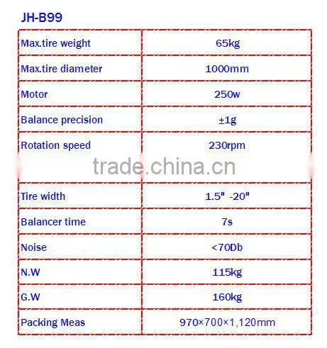 JUNHV High Quality Cheap Promotion Wheel Balancing Machine/Car Tyre Balancing Machine Tool Weight JH-B99