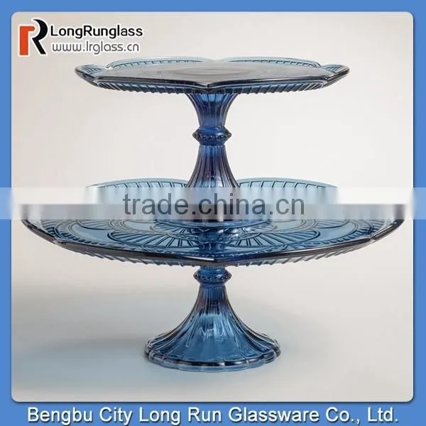 LongRun Top Selling GreenGlass Marcella Cake Stands Special Design Glassware with OEM Design