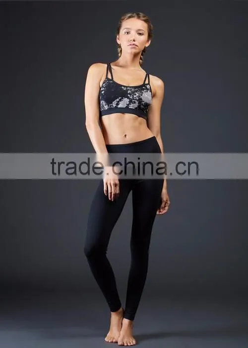 Manufuturer Custom Design Strappy Printed Women Fitness Sports Bra