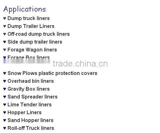 Truck bed lining panel ,Hdpe lining sheet ,HDPE linner manufacturer