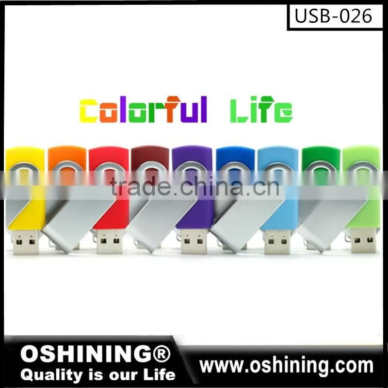 Promotion Plastic mini 2.0 stock usb swivel stick custom logo usb flash drive 8gb (USB-070)