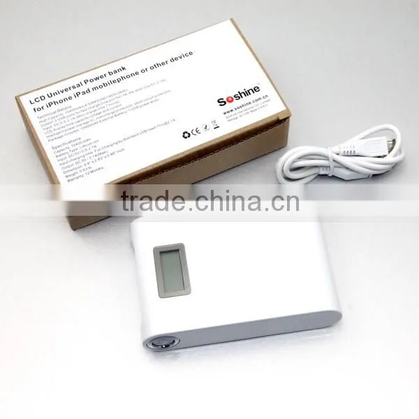 Soshine lcd universal portable power bank 4-18650 battery