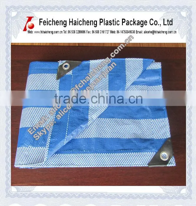 strong, durable and economical blue& white stripes pe/hdpe tarps/ tarpaulin woven fabric sheet