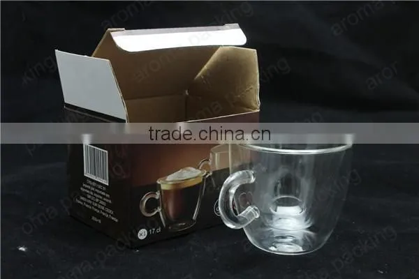 High quality double wall borosilicate glass cup with color box packing