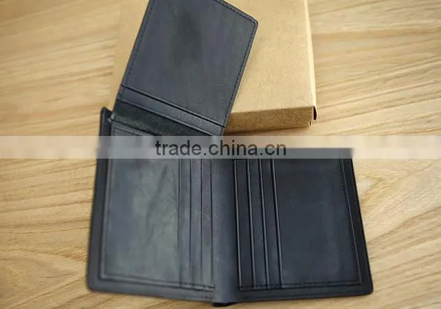 Custom Black Genuine Leather men's wallet OEM