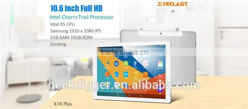 Teclast X16 Plus 2 in 1 Tablet PC-SILVER/Android 5.1 10.6 inch IPS Screen Intel Cherry Trail Z8300 64bit Quad Core 1.44GHz