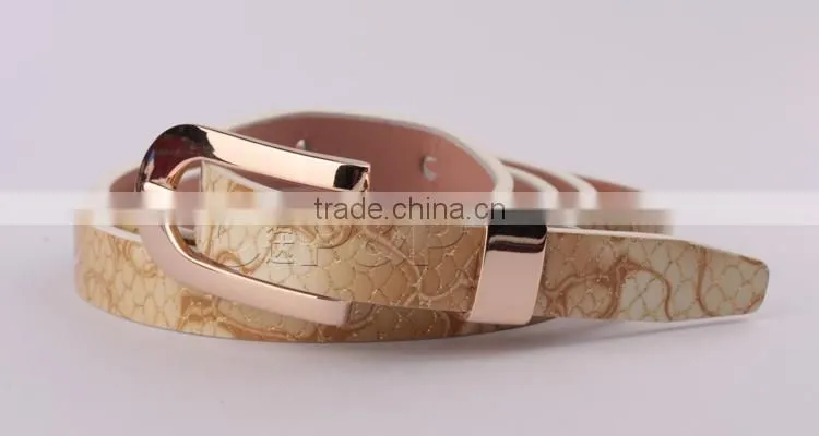 GuangZhou wholesale new style genuine leather belts for woman with golden buckles