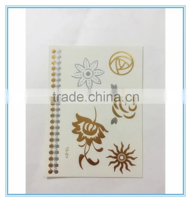 non-toxic temporary metallic fashion water transfer sticker body tattoo