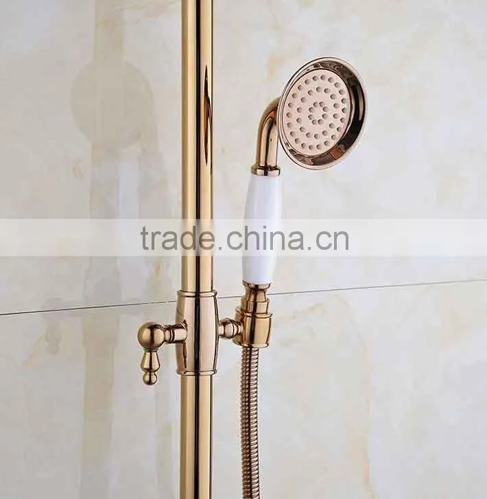 New arrival in wall rose gold rainfall shower head shower set