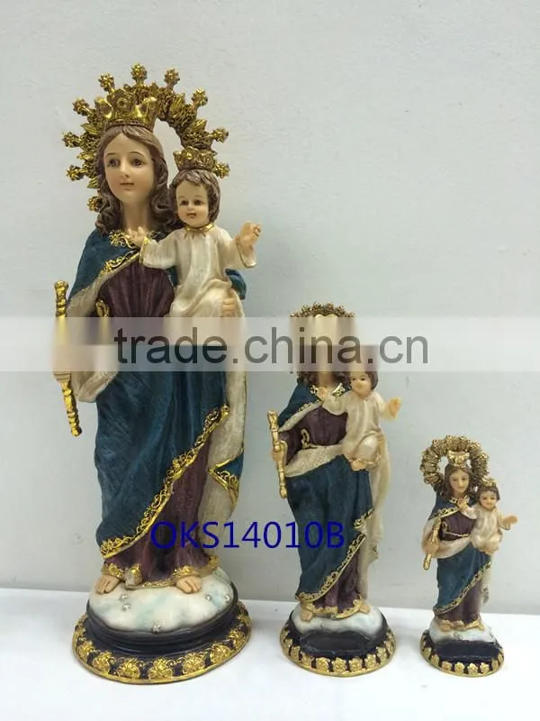 Factory 2016 resin religious virgin mary and baby juesus statue tabletop