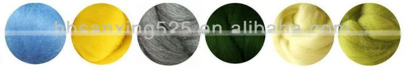 Dyed combed Chinese Muhao wool top16.5-34 mic,65-110mm