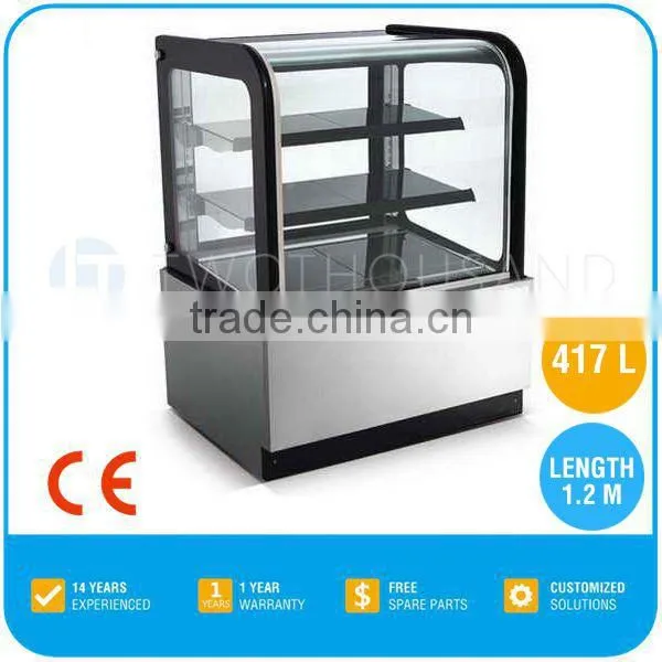 417 L 3 Shelf Design Glass Showcase With CE Approve