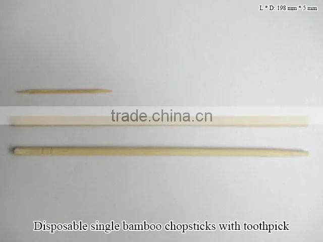 Disposable one-off one-time single bamboo wooden chopsticks tong tweezer with toothpick
