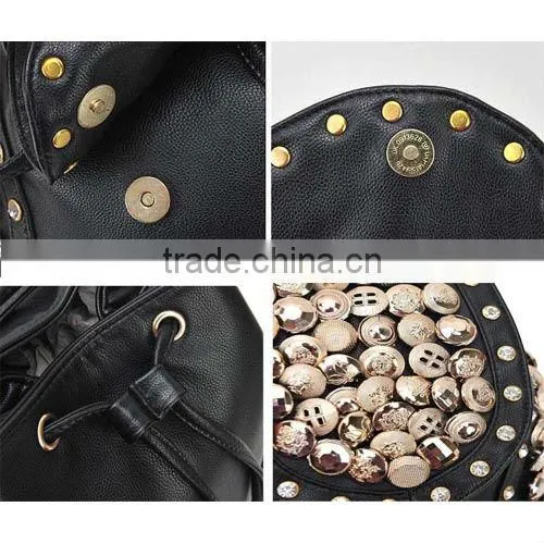 2015 New Model Korean Fashion Button Diamond Retro Popular Tassel Backpack/Crossbody Bag (BCC029-1)