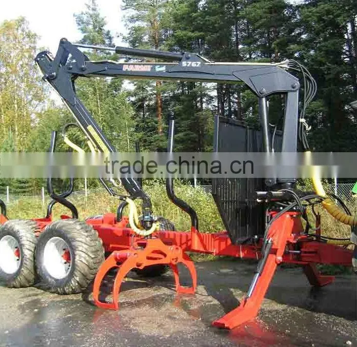 Forestry machine good quality Timber Trailer with Crane