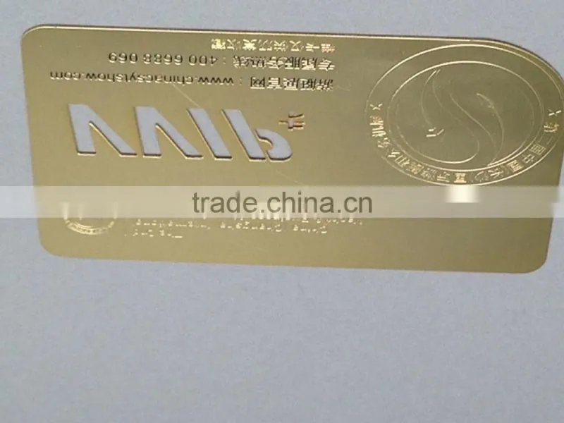 Free sample Cut letters metal VIP card gold metal card for members