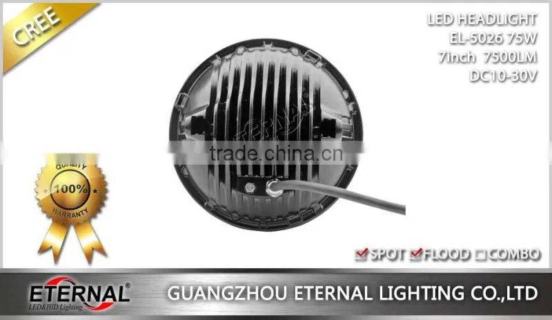 7" led headlight 75W car automotive off-road wrangler rubicon motorcycle auto led headlight dual sealed beam