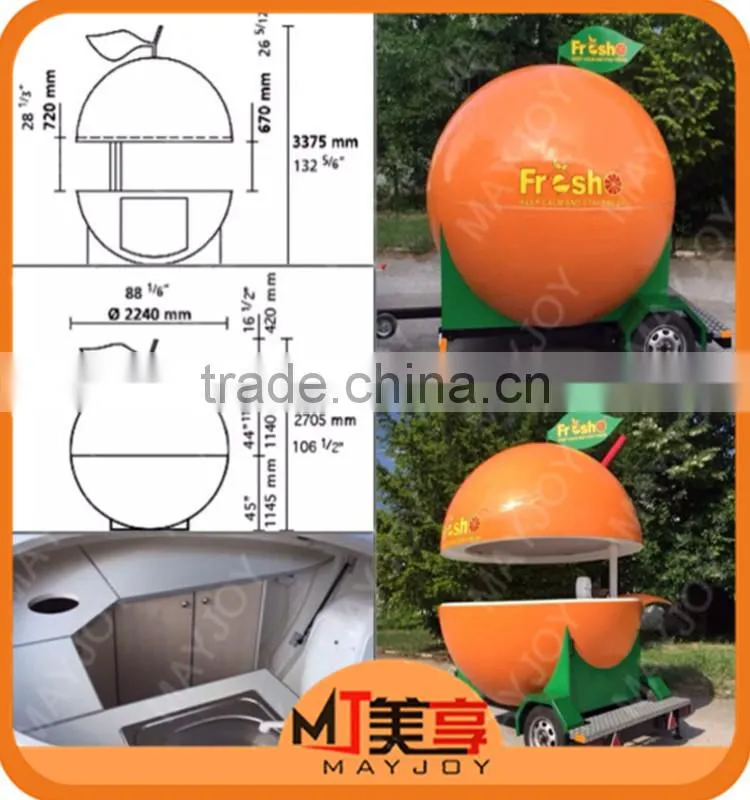 Popular Attractive Food Cart/Orange Fruit Catering Tralier/Mobile Food Tralier