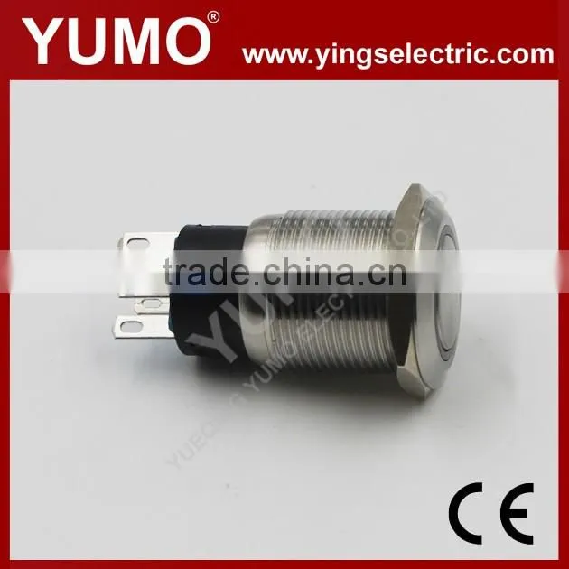 Hot sale LA19AJS ROHS 19mm flat round with ring LED IP65 momentary alternate pin terminal 5A/250VAC 5 pin push button switch