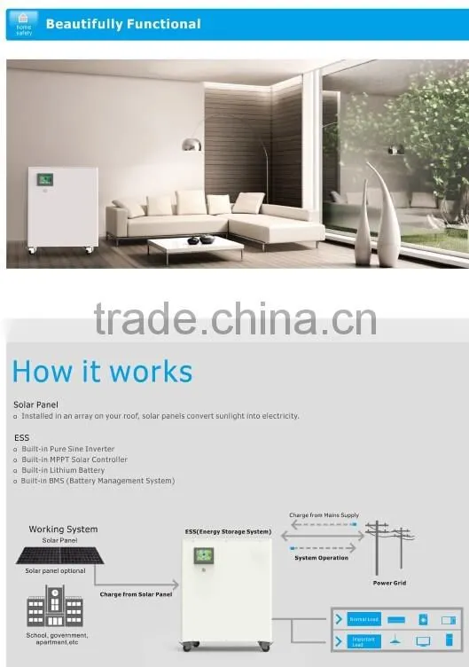 Professional security 3.2 kWh / 4.0 kWh Lithium ion '1500 w / 2000 w/Off grid Home Solar Energy Storage System