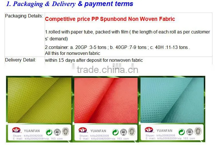 colourful pp nonwoven fabrics made in zhejiang province, China
