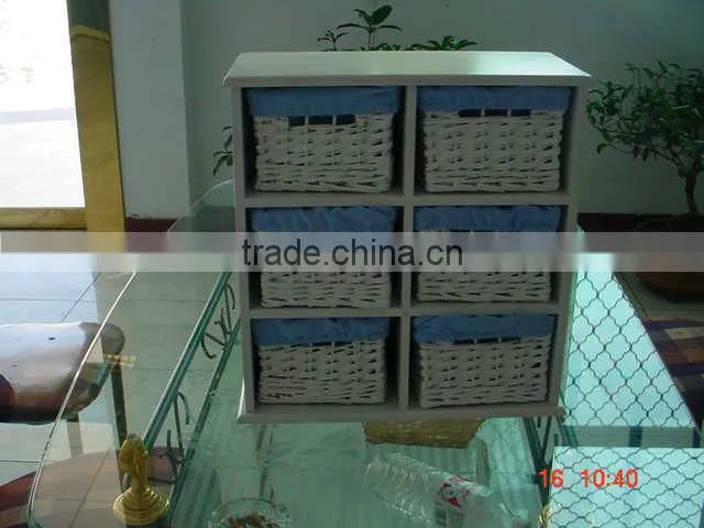 Large natural wooden cabinet willow furniture with handle