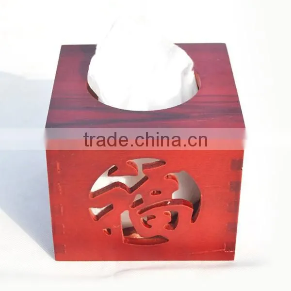 Customize Exquisite Openwork Carving Wooden Napkin Box, Desk Square Tissue Box