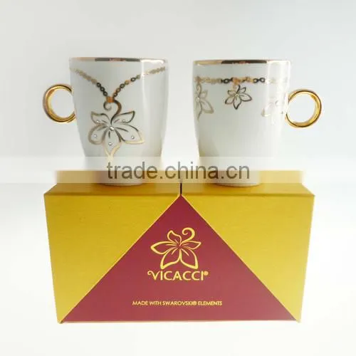 Alibaba Express Ceramic Vicacci Flower Ring Mug Made With Swarovski ElementsV2008A-093NBC-CC (WS1059-130807)