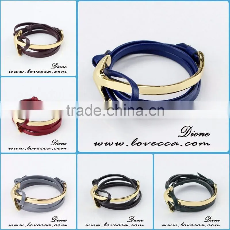 New Arrival Wholesale Multilayer Handmade Nautical Rope Hook Men Anchor Bracelet