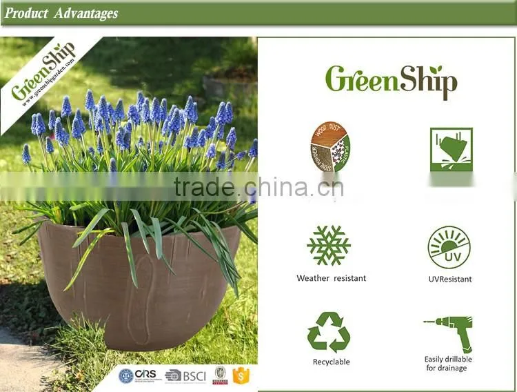 Decorative Garden Plastic Pot From Greenship/ 20 years lifetime/ lightweight/ UV protection/ eco-friendly
