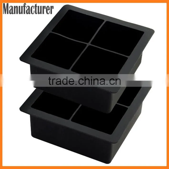 hiqh quality 4 caves silicone ice cube tray / 4 cubes square silicone ice mold