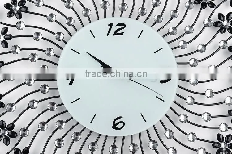 Flower crystal metal wall digital clock