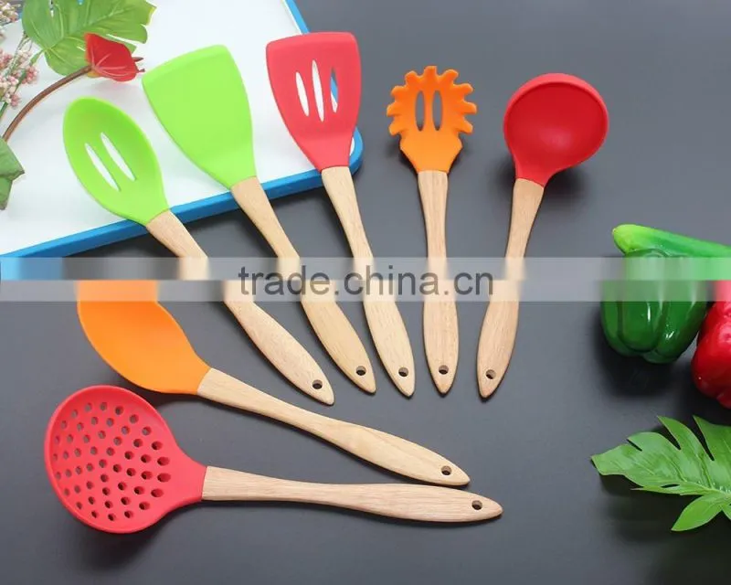 CK-3124 High quality non-stick 6pcs gadget silicone kitchen cooking tools set nylon kitchen utensil set with PP handle