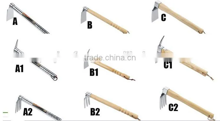 Garden Tool--Stainless steel Hoe with Solid wood handle