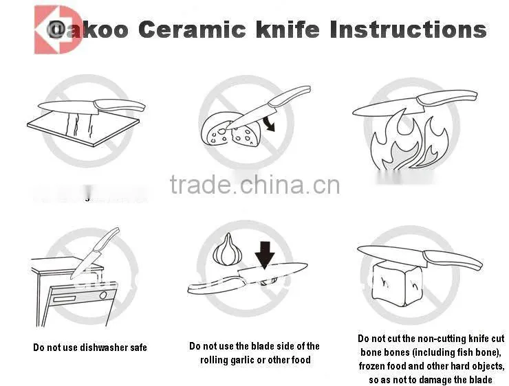 4 Pieces PP+TPR Soft Touch Handle Zirconia Ceramic Knife