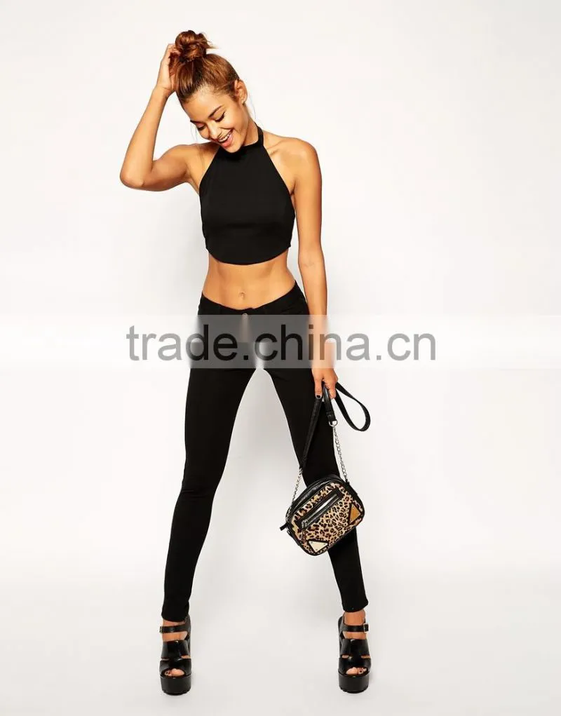 Latest arrival Open back Crop Top With Halter Neck In Crepe
