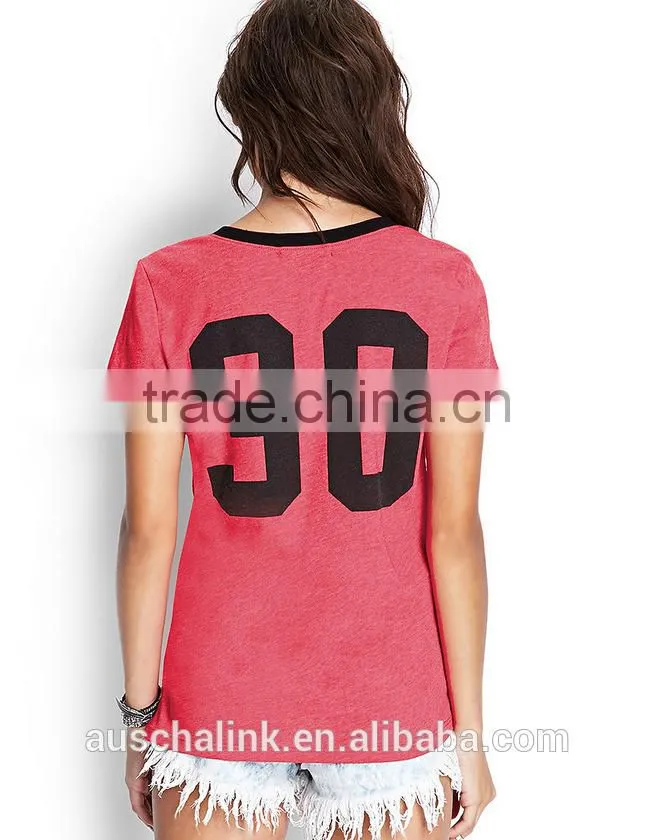 personalized wholesale women V neck football t shirt OEM service