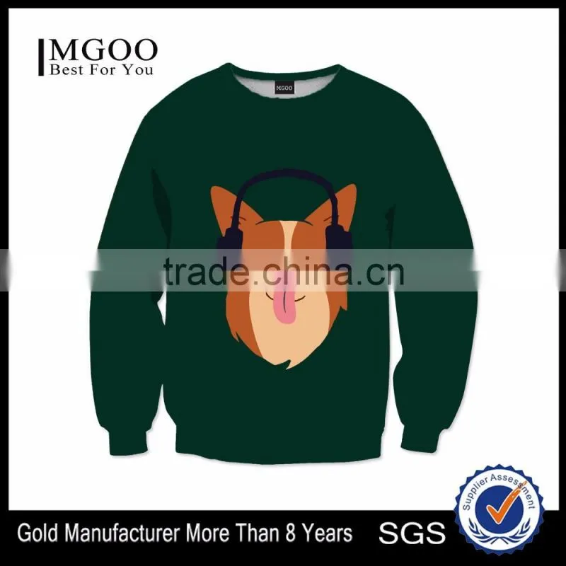 2016 MGOO High Quality 3D Animation Printed Sweatshirt 100% Polyester Crew Neck Custom Design Pullover Sweatshirts For Men