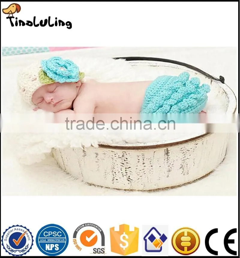 Knit crown Hat Photography Prop Crochet Infant Newborn Knitted kid children Girls Flower Hat baby